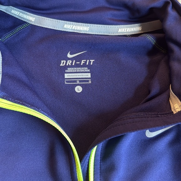 Nike women’s purple neon yellow half zip Long Sleeve Dri-FIT Top shirt large - Picture 4 of 4
